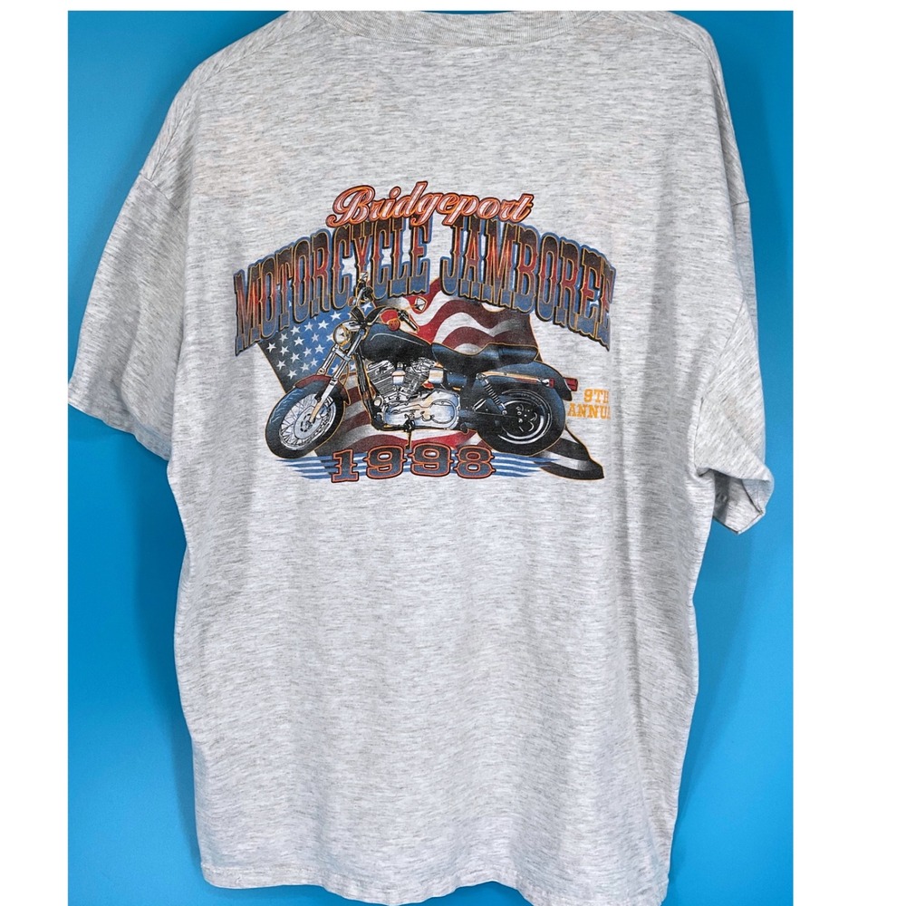 Hanes Beefy-T 1998 Bridgeport Motorcycle Jamboree Vintage Graphic Tee XL